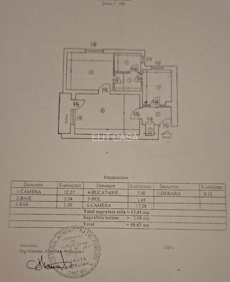 Apartament cu 2 camere, decomandat,  etajul 3/4, zona Baza 3 - 9