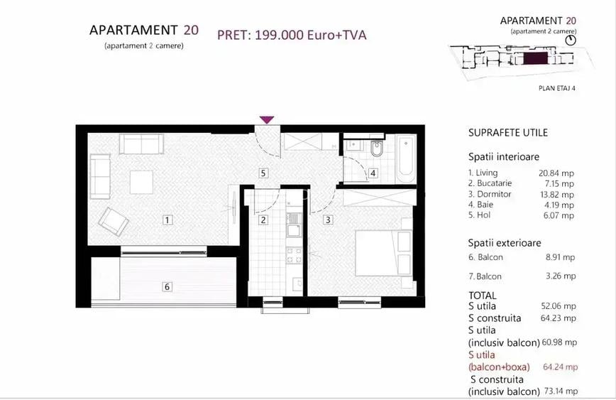 Apartament 2 camere/Eminescu - Dacia nou, lux/5 min metrou/Comision 0 - 7