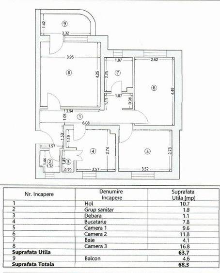 Piata Ovidiu - Catedrala - 3 camere decomandate - 2