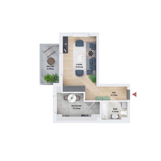 Garsoniera 44 mp | Zona Prelungirea Ghencea | Centrala proprie |
