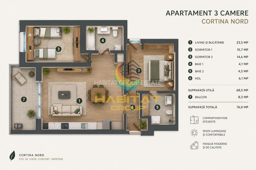 Vânzare Apartament 3 camere | Cortina Nord | Pipera - 3