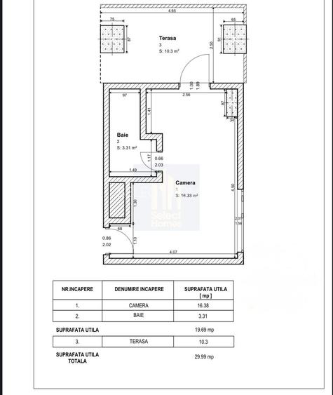 Garsoniera cu terasa de vanzare in *Piata Unirii* - 13