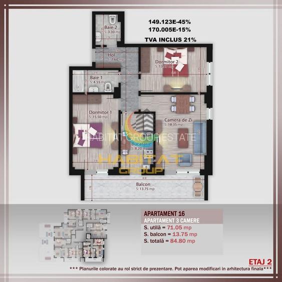 Pallady 3 camere decomandat 85 mp in bloc tip Boutique - 2