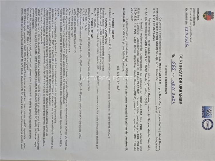 Teren Industrial, Centura Sacele, PUZ - 8