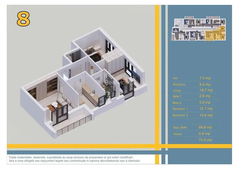 3 camere 68,8 mp utili + balcon 6,8 mp Ansamblu nou Sector 3–Pallady - 3