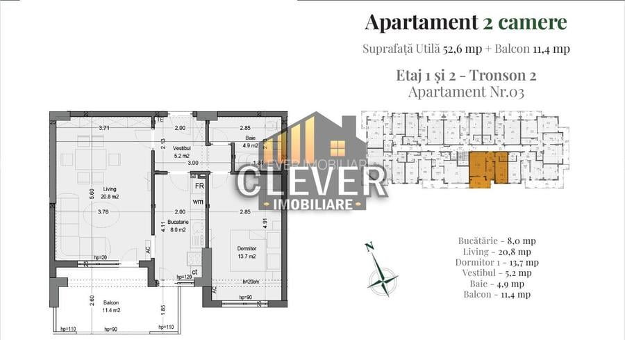 Apartament 2 camere 64 mp, Comision 0 - Pallady, metrou Teclu - 3