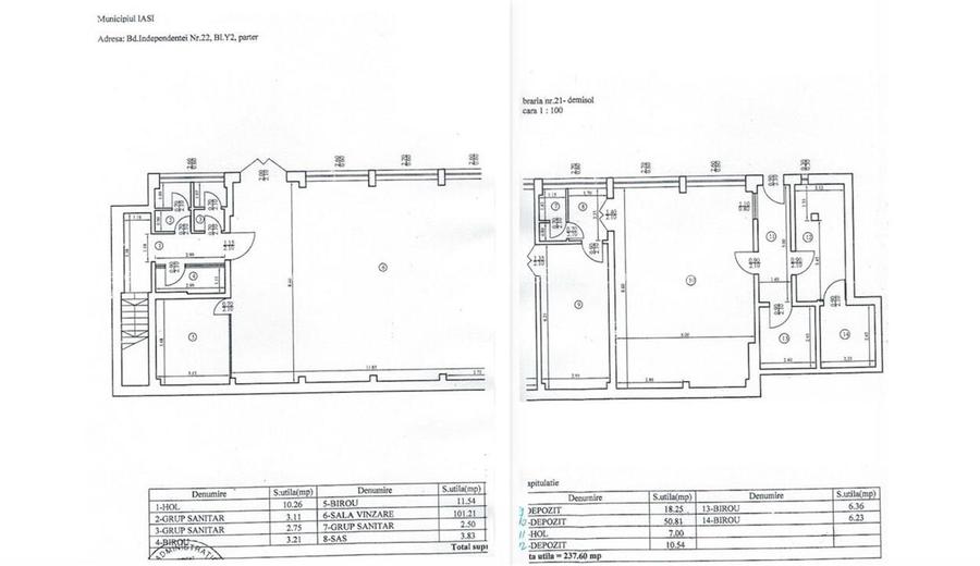 Spatiu centru Iasi, vad comercial, depozit, 240mp, bd. Independentei - 8