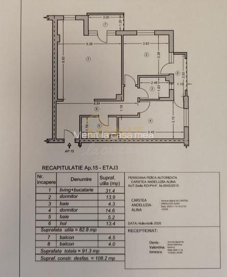 Apartament 3 camere + parcare Albert Meraki  91.3mp St. 2020 - 19
