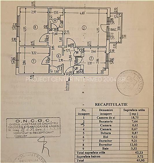 Apartament 3 camere Exercitiu - confort 1 decomandat, etaj 2 - 9