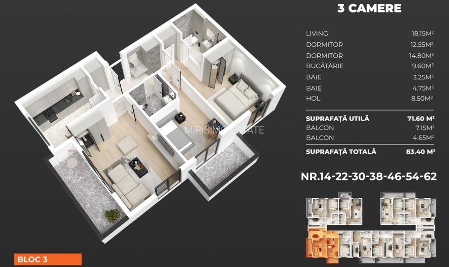 Apartament cu 3 camere decomandat-89 mp-3 minute de metrou Berceni - 12