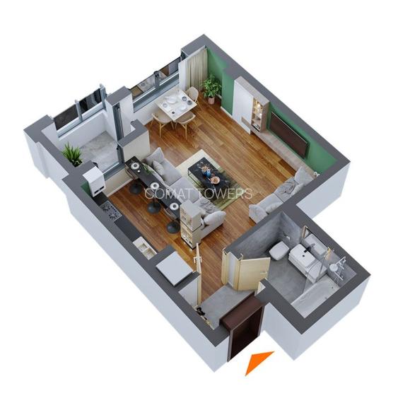 Apartament 1 Cameră | TIP 9 | 38mp | Complex Comat Towers - 3