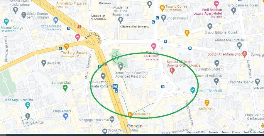 Piata Romana teren 334 mp ,liber utilitati , pt terasa sau showroom - 2