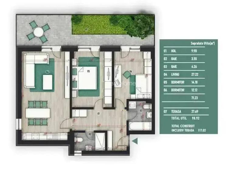 Ap 3 camere/ gradina / 9 min metrou N.Teclu / gata de mutare - 2