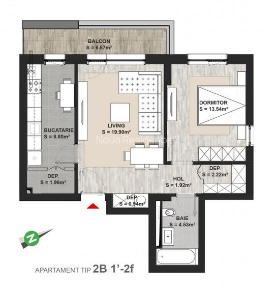 Apartament cu 2 camere finalizat(intabulat), Noua Residence 2 - 5