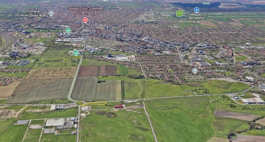 Teren de vânzare 4.717 mp Expunere excelentă la Centura Nord Arad PUZ