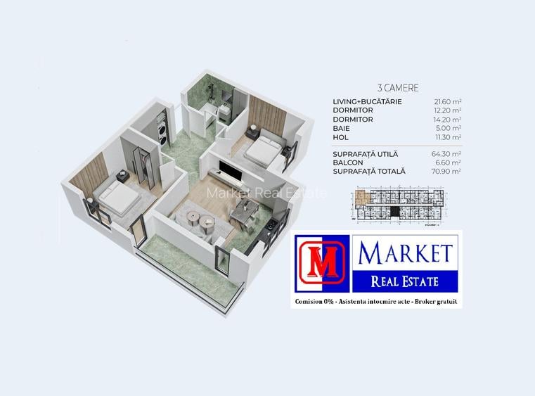 Apartament 3 camere - Metrou Berceni (1,2 km) - 10