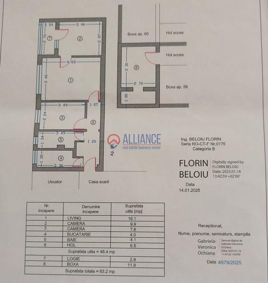 Tomis Nord Cireșica apartament 3 camere +boxa 11,9 mp, mobilat