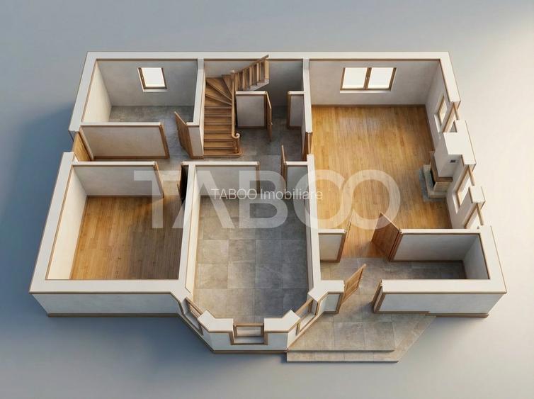 Casa 5 camere 3 bai individuala acces auto 132mpu zona Veterani Sibiu - 1