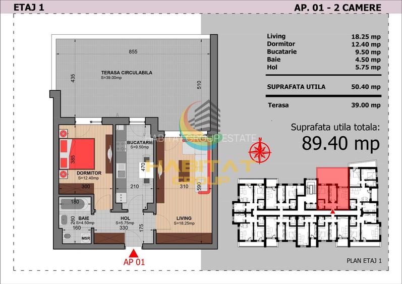 Apartament 2 Camere cu terasa 39Mp Sector 4 Grand Arena - 2