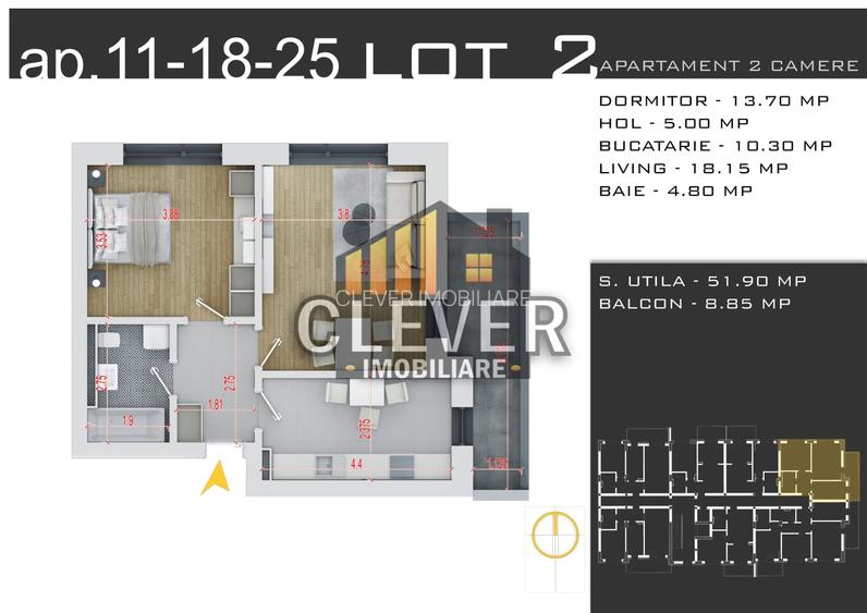 Ofertă Dezvoltator: 2 Camere Decomandat, Comision 0% – Pallady - 2