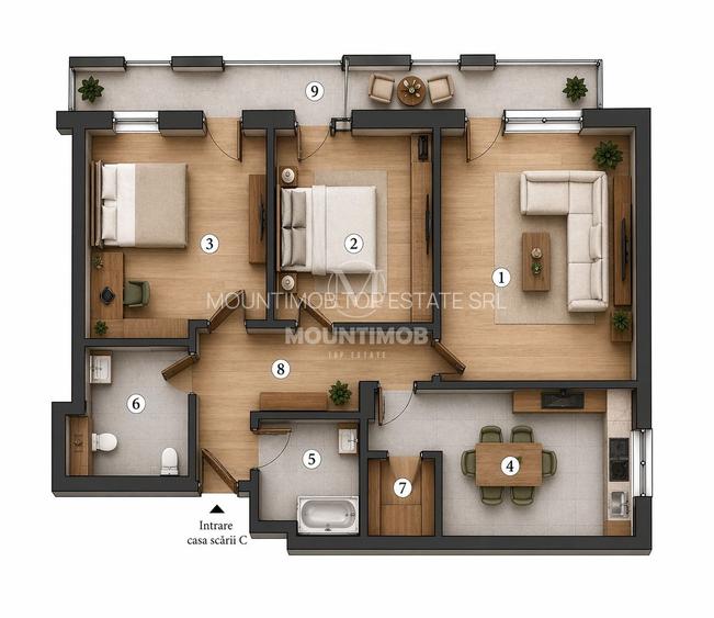 3 camere, Intabulat, Terasa, Parcare, Încălzire pardoseală - 1