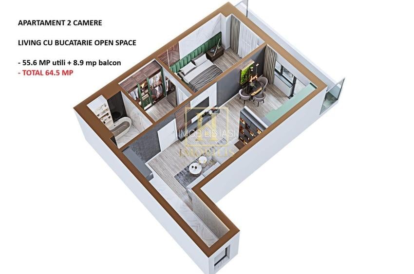 Apartament 2 camere SD 65 mp Copou mobilat si utilat 119900 euro - 9