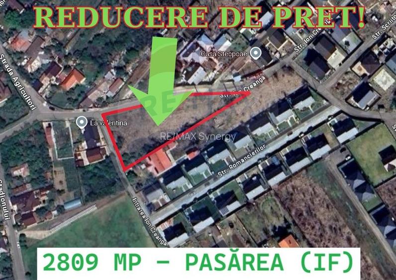 Teren 2.809 mp Brănești (Pasărea) – utilități, P+2, dublă deschidere - 2