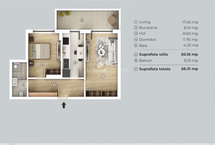 Apartament 2 camere decomandat, 58.31 mp/7 minute de Metrou Berceni - 11