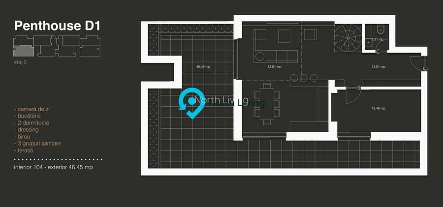 Penthouse 3 Camere LUX cu View | Terasa Spectaculoasa | Iancu Nicolae - 2