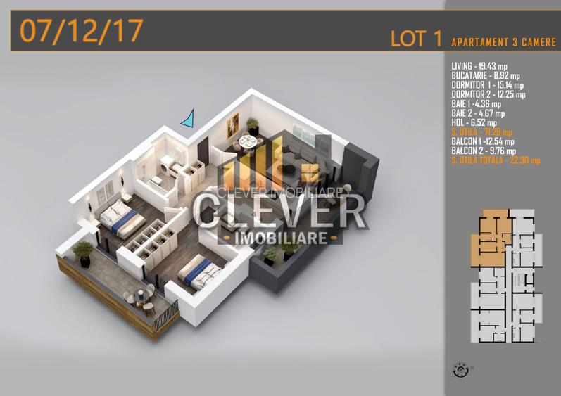 3 Camere, 2 Bai, 2 Balcoane, Comision 0, Pallady, metrou Teclu - 2