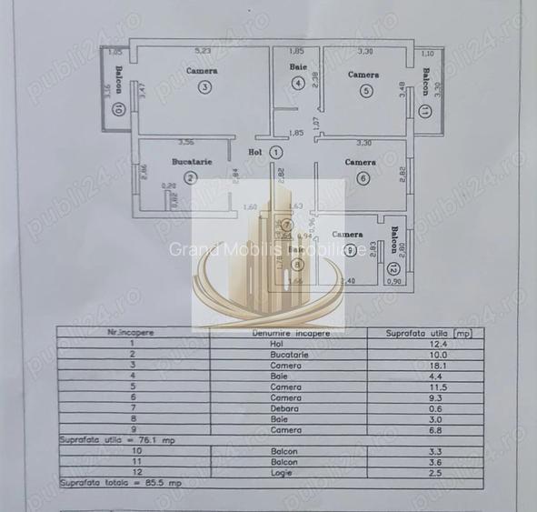 Apartament 4 camere, 76mp + 3 balcoane, zona Calea Aradului - 10