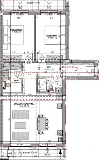 Apartament 3 camere 2 bai 73 mp etaj 2 - Doamna Stanca Sibiu - 2