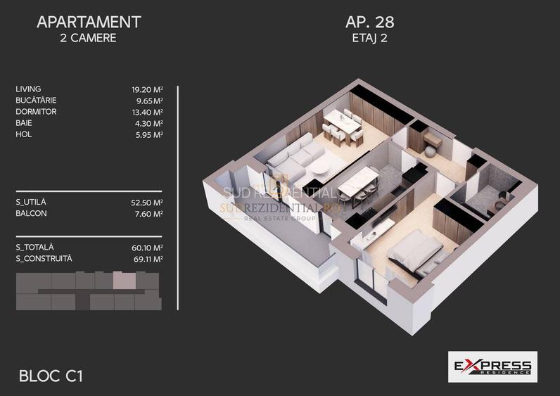 Apartament decomandat 2 camere si balcon, langa parcul Tudor Arghezi - 1