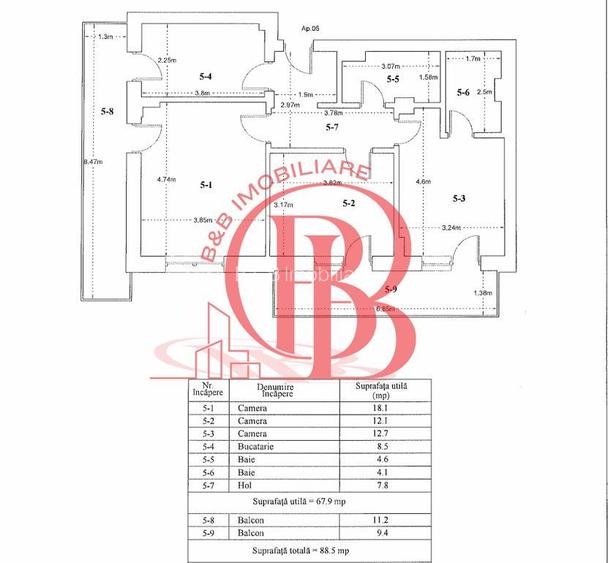 Apartament 3 camere decomandat-2 Bai-Titan-Pallady-Finalizat - 1