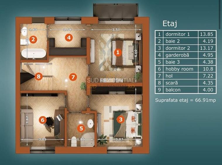 Popesti-Leordeni - Vila P+1E, curte libera 150 mp, Strada Astrelor - 6