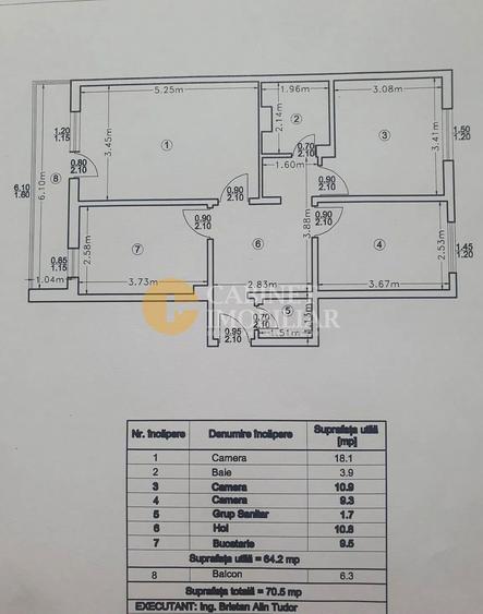 3 CAMERE DECOMANDAT - 2 BĂI -71 MP - ETAJ 1/4 - Mircea cel Batran