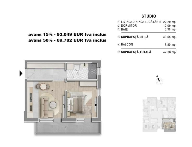 Metrou Berceni - Studio 47mp - bloc boutique 2027 - 5