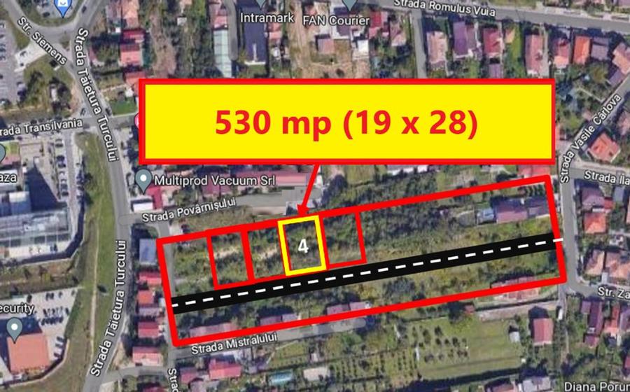Teren 530mp, 19mX28m, Taietura Turcului, certificat de urbanism
