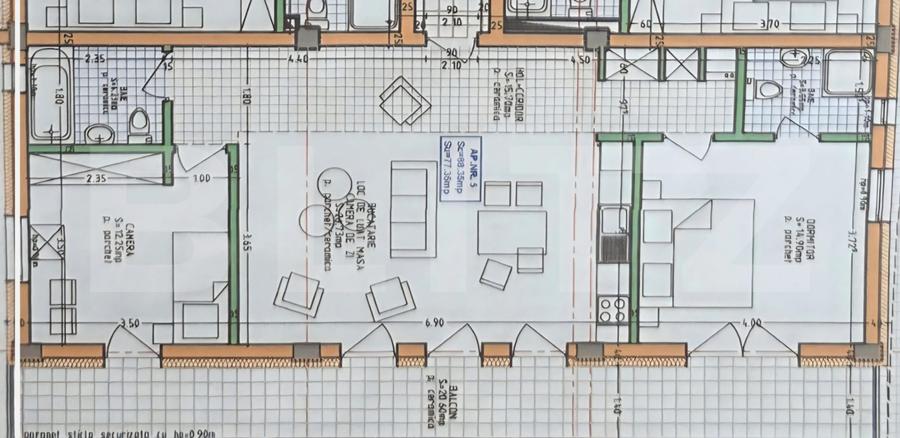 Apartament 3 camere, bloc cu lift 77,35 mp utili, zona Giulia