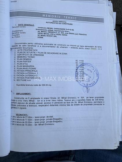 Teren 338mp, cu proiect bloc garsoniere D+P+E+M - Sinaia