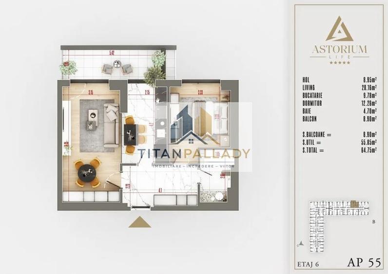 2 Camere,65 Mp,Design Modern,Gata de Mutare ,Astorium Pallady