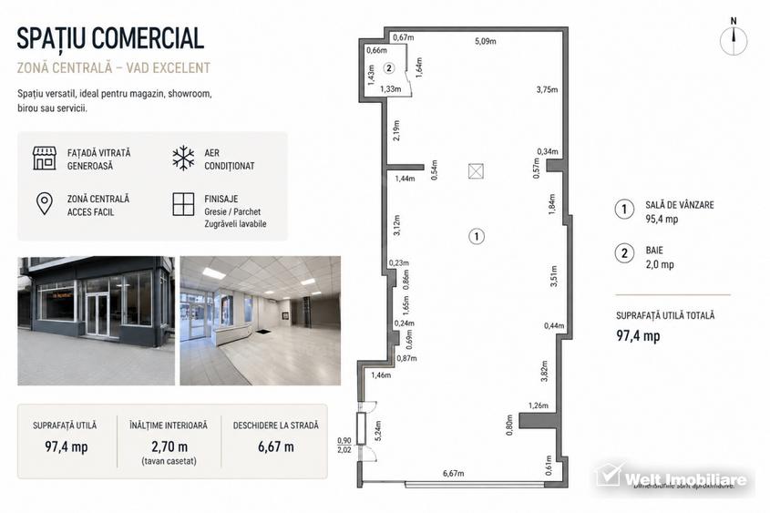 Spatiu comercial 97mp, parter langa piata Marasti