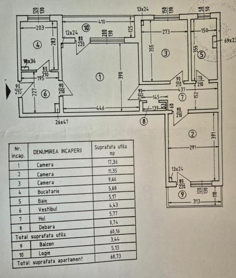 5 min metrou Dristor ParcIOR 3camere Cf.1Liber 2balcoane etaj intermed