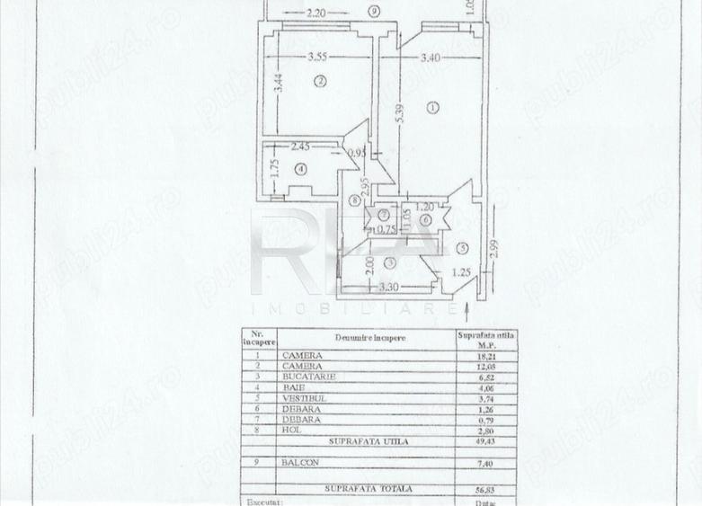 2 camere, 2/10, anvelopat, 57mp-Lujerului