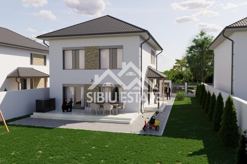 Casa 4 camere, 3 bai, terasa si curte mare NOU