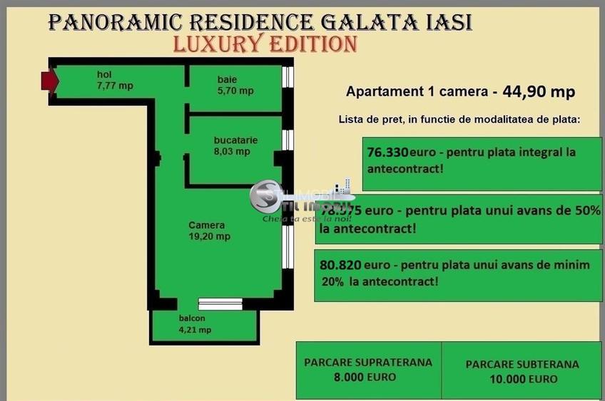 Apartament 1 camera de vanzare in Iasi, Galata, 44,90 mp, baie cu geam - 2