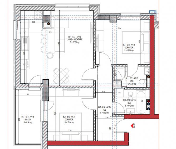 Apartament 3 camere, etaj intermediar, ansamblu nou Calea Surii Mici - 13