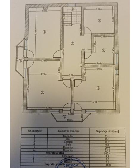 Casă individuală cu etaj Balotești, 810mp teren, livadă, 271.8 mp, 6 camere, pod