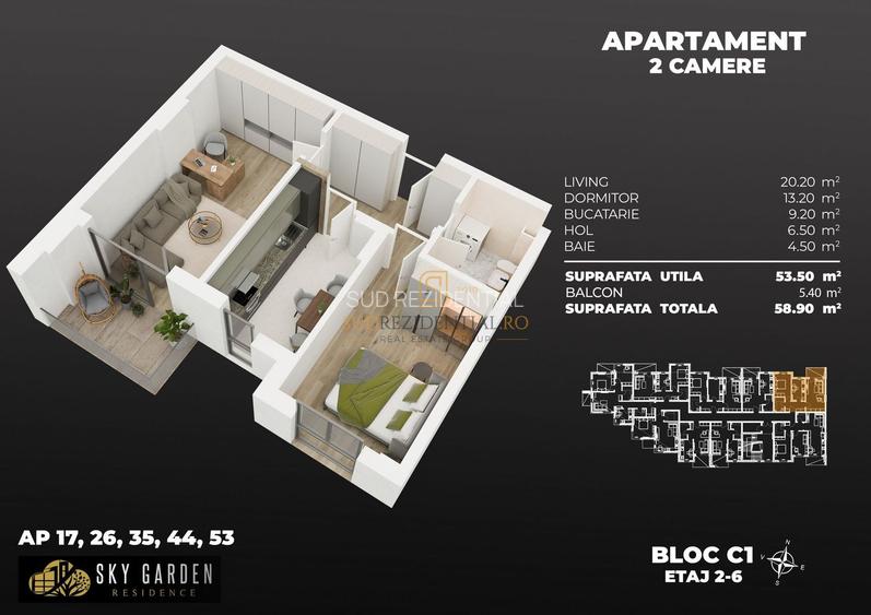 Oferta 0% Comision! Apartament 2 camere, 59 mp, langa metrou Berceni - 1
