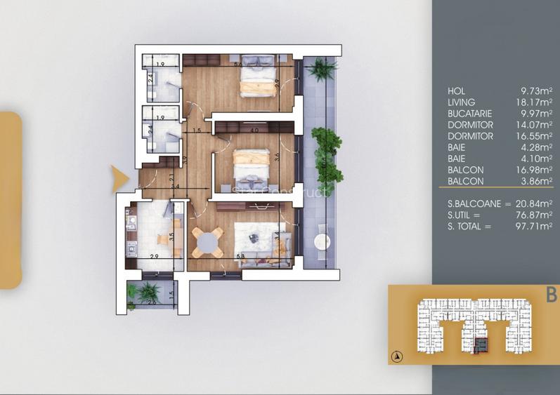 Titan Pallady - 3 camere, Metrou 7  minute, Incalzire in pardoseala - 2